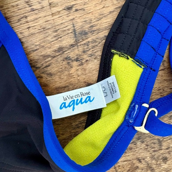 La Vie En Rose Blue and Yellow Bikini Top Swim - Picture 3 of 7